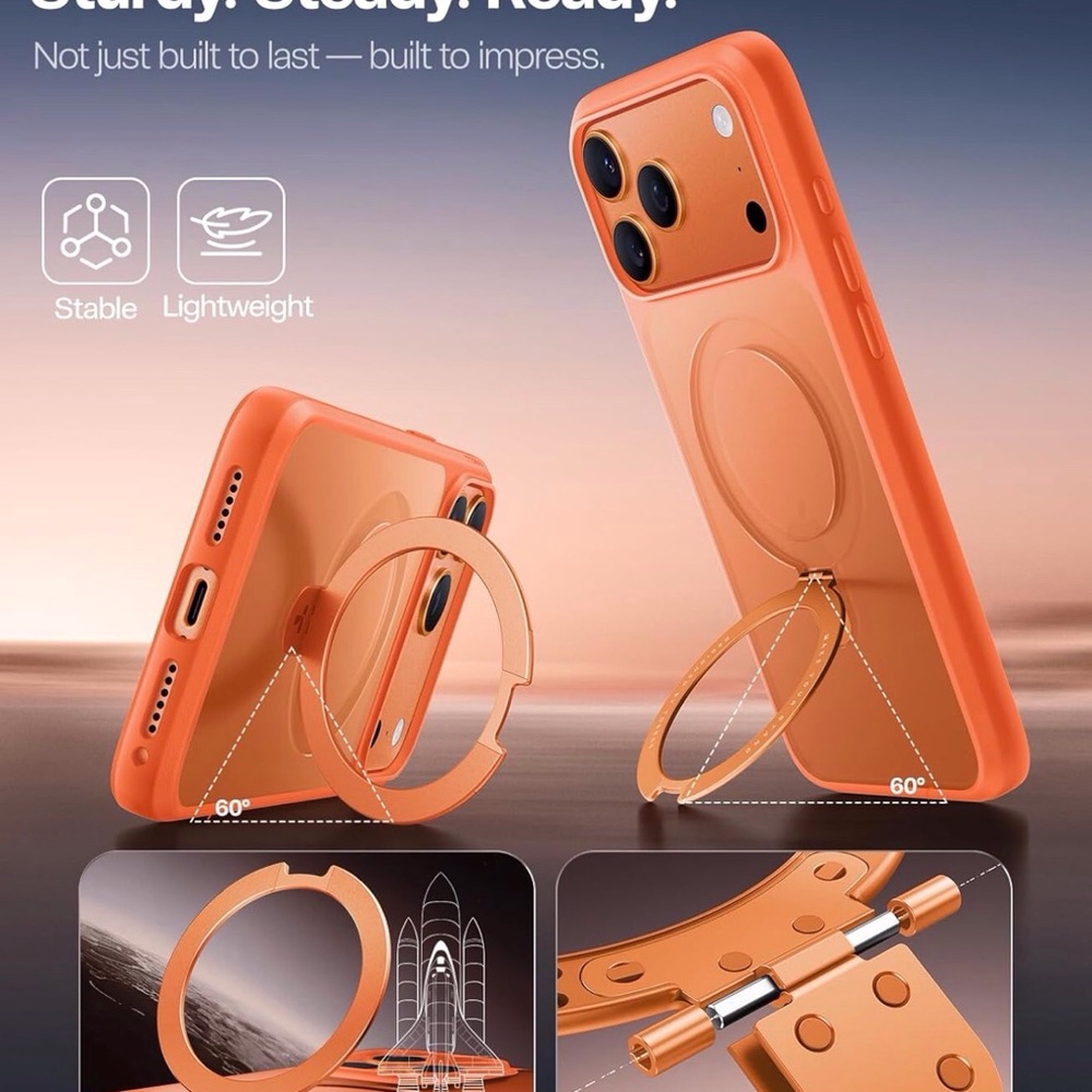 TORRAS iPhone 17 Pro Case with Stand – Bright Orange